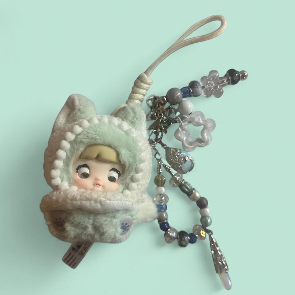 NOMMI Fairytale Town Fluffy Little Lamb Plush Bag Charm Keychain Set - OOAK